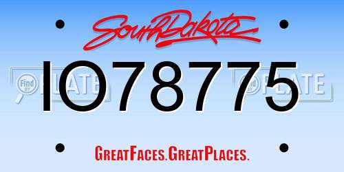IO78775 South Dakota License Plate