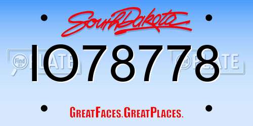 IO78778 South Dakota License Plate