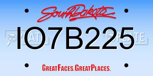 IO7B225 South Dakota License Plate