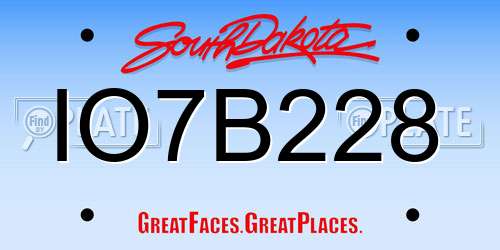 IO7B228 South Dakota License Plate