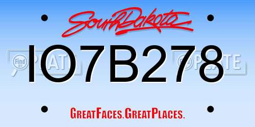 IO7B278 South Dakota License Plate