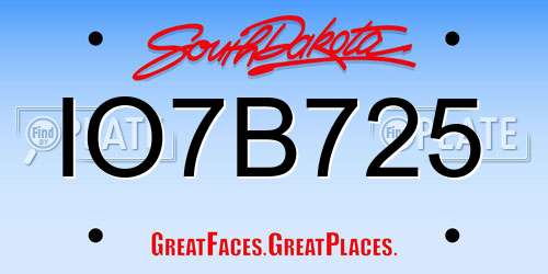 IO7B725 South Dakota License Plate