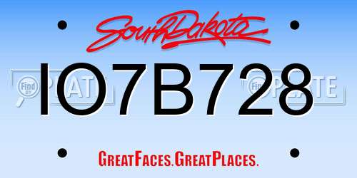 IO7B728 South Dakota License Plate