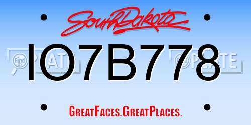 IO7B778 South Dakota License Plate