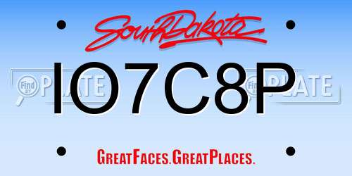 IO7C8P South Dakota License Plate