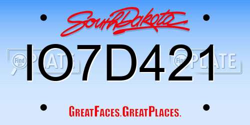 IO7D421 South Dakota License Plate