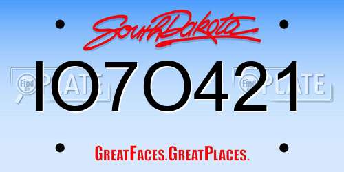 IO7O421 South Dakota License Plate
