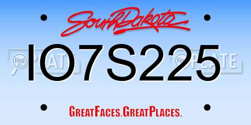 IO7S225 South Dakota License Plate