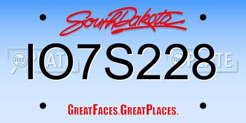 IO7S228 South Dakota License Plate