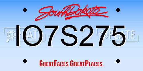 IO7S275 South Dakota License Plate
