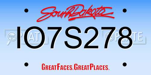IO7S278 South Dakota License Plate