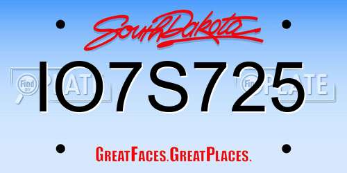 IO7S725 South Dakota License Plate