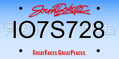 IO7S728 South Dakota License Plate