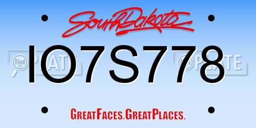 IO7S778 South Dakota License Plate