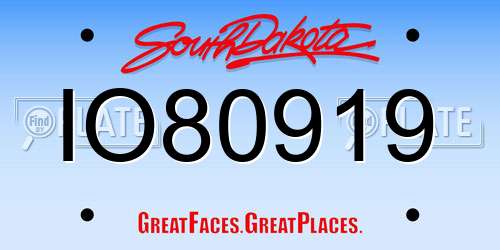 IO80919 South Dakota License Plate
