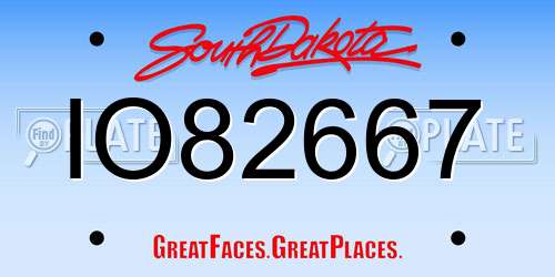 IO82667 South Dakota License Plate