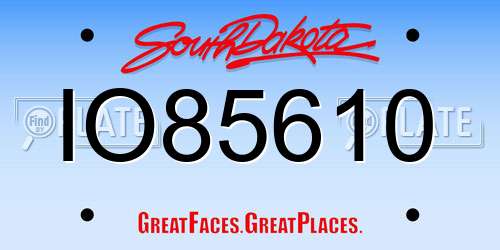 IO85610 South Dakota License Plate
