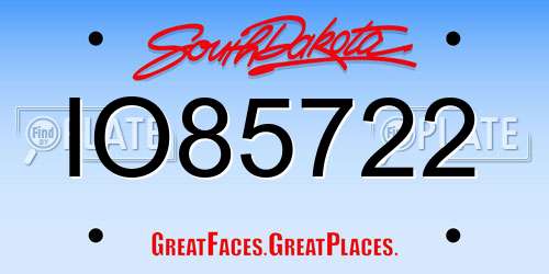 IO85722 South Dakota License Plate