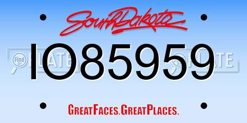 IO85959 South Dakota License Plate