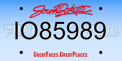 IO85989 South Dakota License Plate