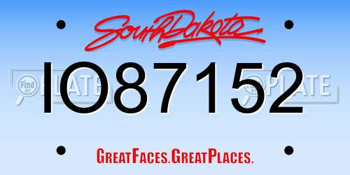 IO87152 South Dakota License Plate