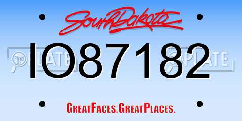 IO87182 South Dakota License Plate