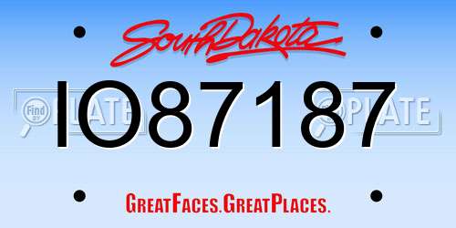 IO87187 South Dakota License Plate