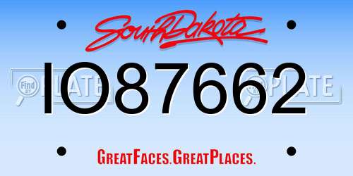 IO87662 South Dakota License Plate