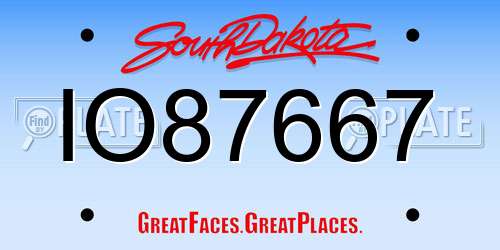 IO87667 South Dakota License Plate