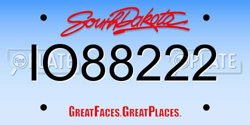 IO88222 South Dakota License Plate