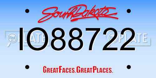IO88722 South Dakota License Plate