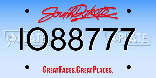 IO88777 South Dakota License Plate