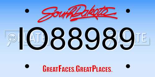 IO88989 South Dakota License Plate