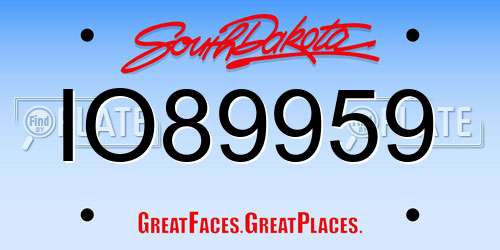 IO89959 South Dakota License Plate