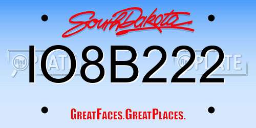 IO8B222 South Dakota License Plate