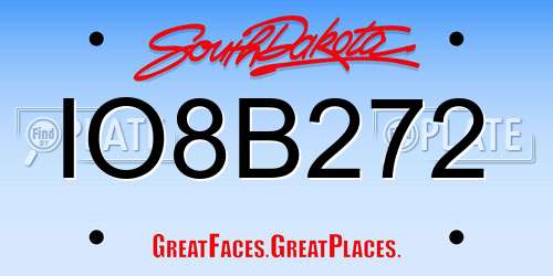 IO8B272 South Dakota License Plate