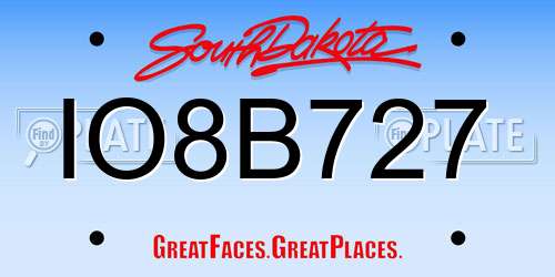 IO8B727 South Dakota License Plate