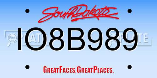 IO8B989 South Dakota License Plate