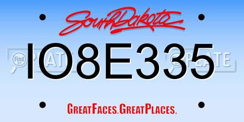 IO8E335 South Dakota License Plate