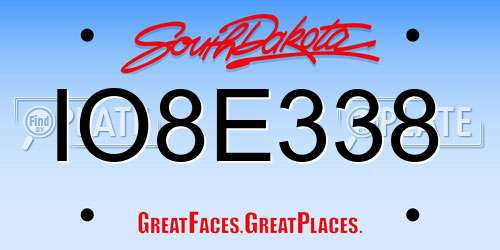 IO8E338 South Dakota License Plate