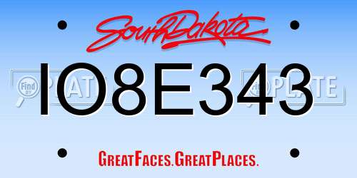 IO8E343 South Dakota License Plate
