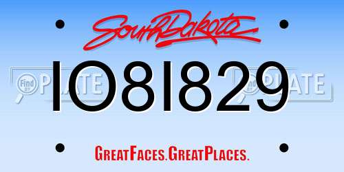 IO8I829 South Dakota License Plate