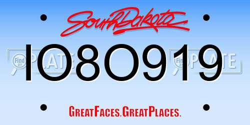 IO8O919 South Dakota License Plate