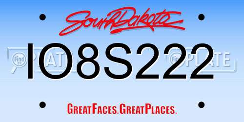IO8S222 South Dakota License Plate