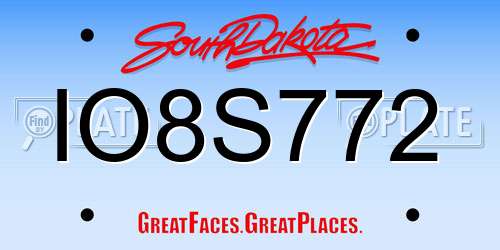 IO8S772 South Dakota License Plate