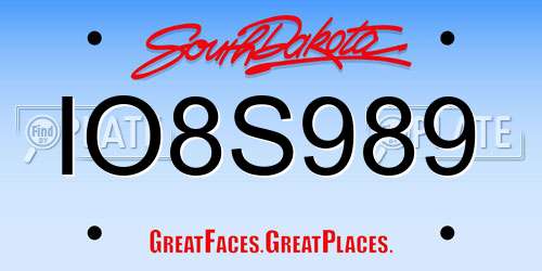 IO8S989 South Dakota License Plate