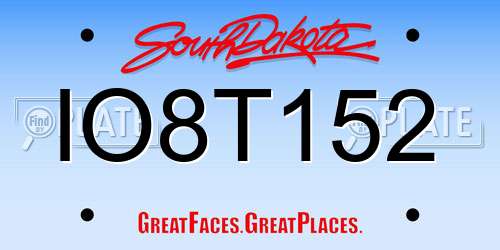 IO8T152 South Dakota License Plate
