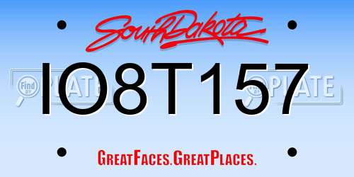IO8T157 South Dakota License Plate