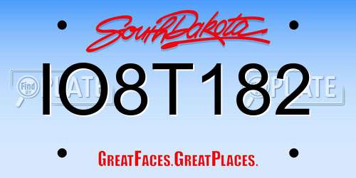 IO8T182 South Dakota License Plate