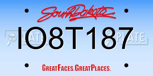IO8T187 South Dakota License Plate
